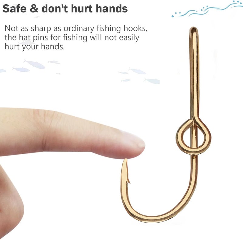 THKFISH Fishing Hooks Hat Pins - Gold Fish Hook Tie Clips 5PCS - Image 3